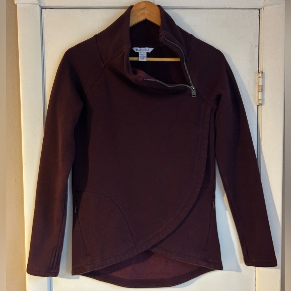 Athleta Eggplant purple Cowl Neck Sweater, Size XXS - Picture 2 of 9